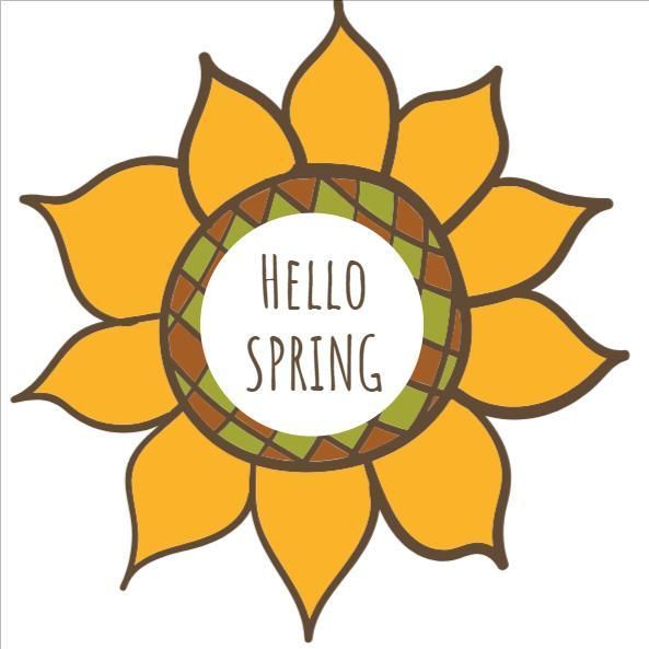 Sunflower illustration with 'Hello spring' as a title - Bright summer color palettes to inspire your next design - Image