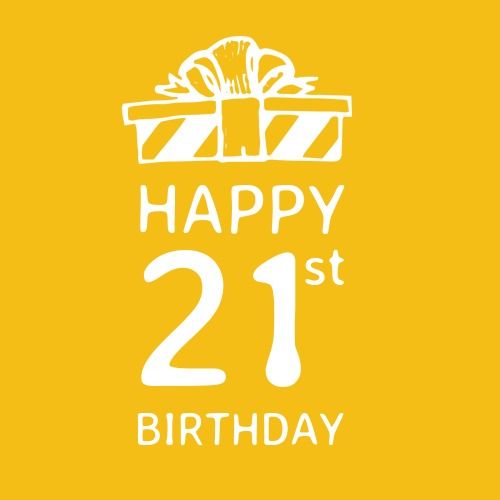 Yellow greeting card 'Happy 21st birthday' - Bright summer color palettes to inspire your next design - Image