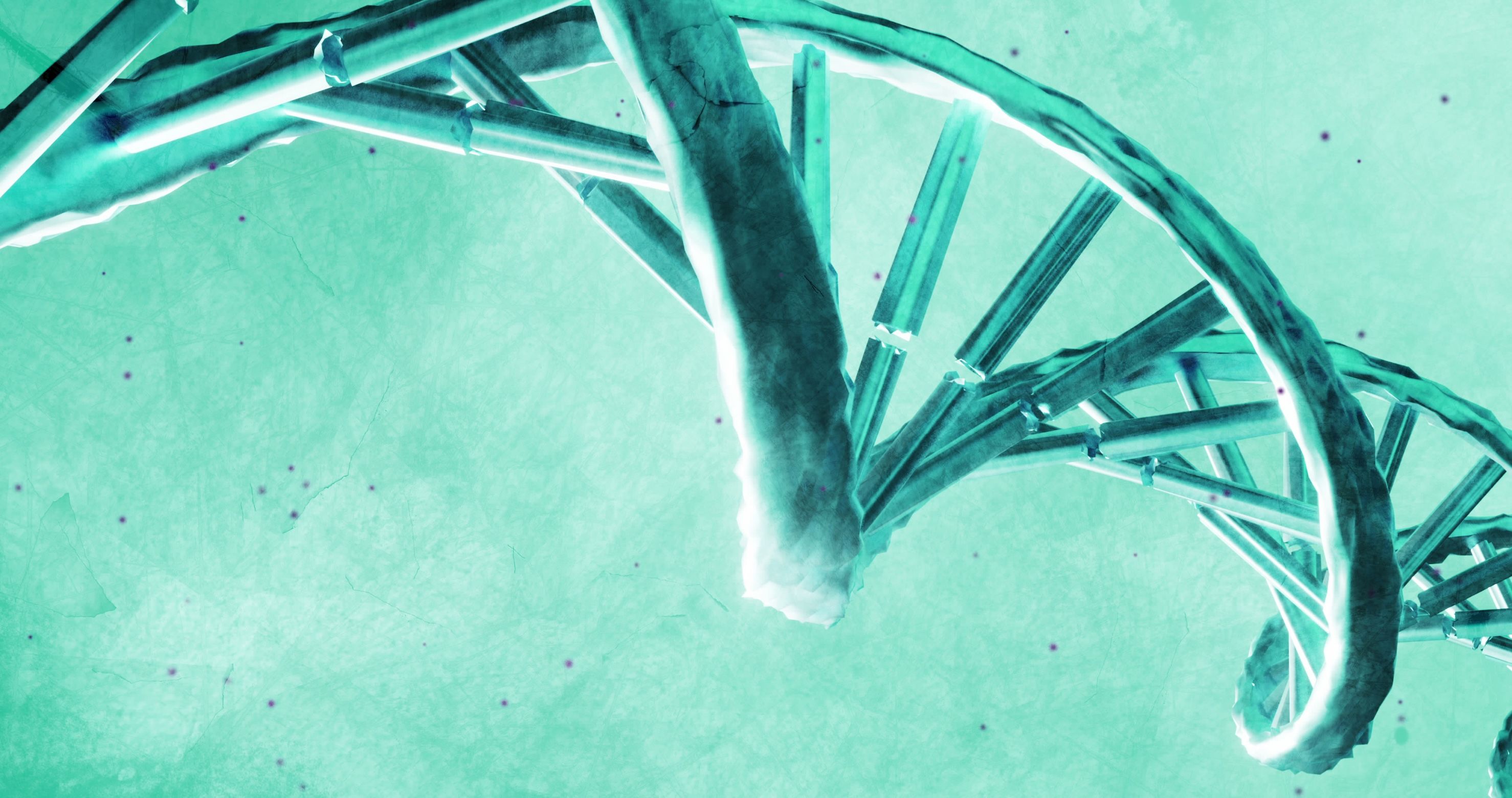 Digital Representation of DNA Strand in Vibrant Turquoise - Image