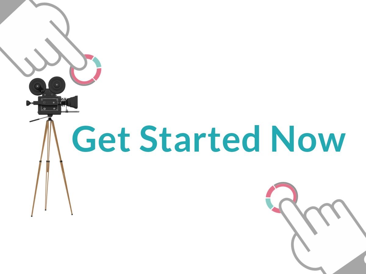 An image of two pointing hands, a video camera and the title 'Get Started Now' - A step-by-step guide to creating TikTok ads - Image