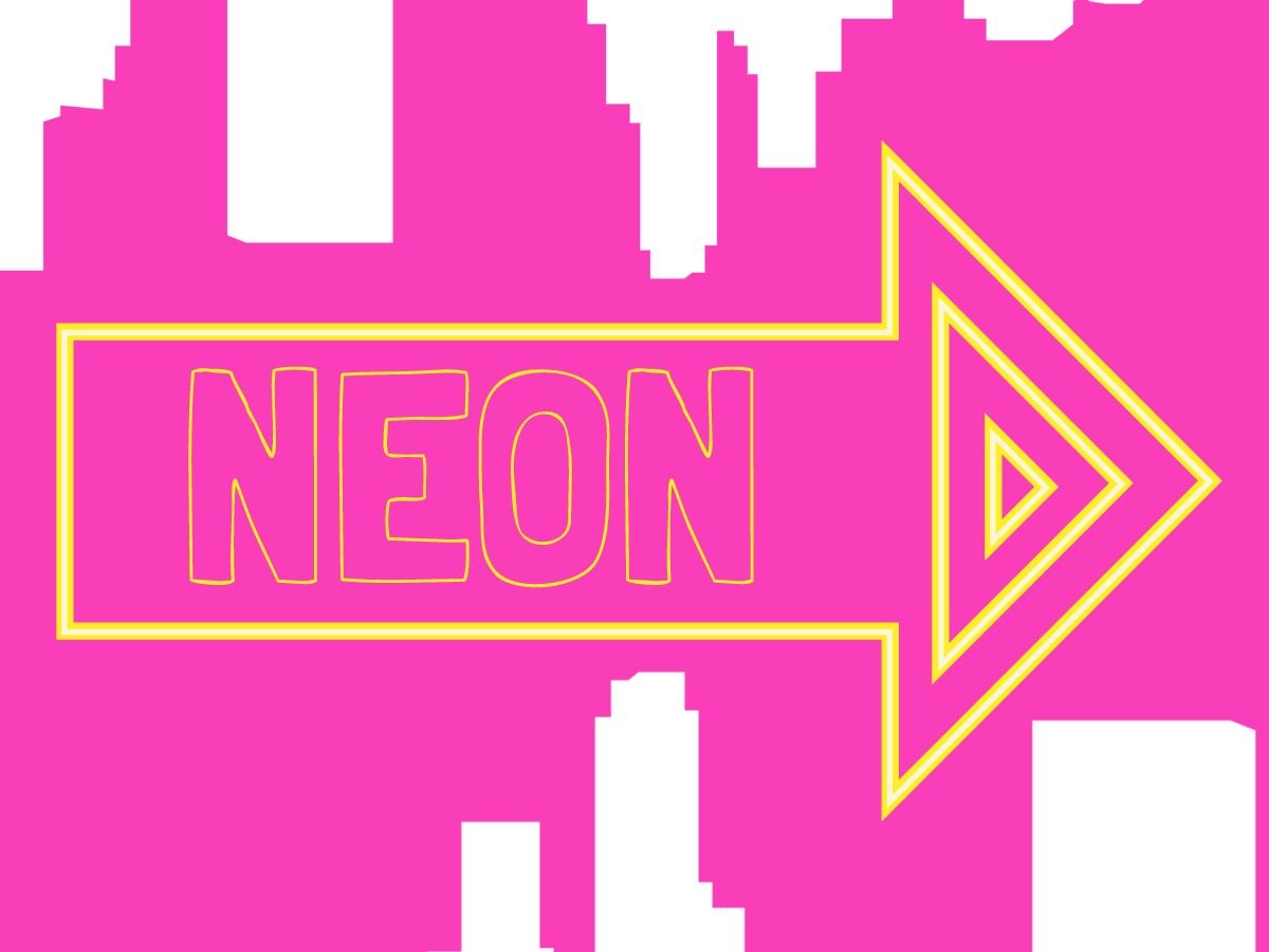 Logo Neon avec flèche Jaune - polices à la mode pour le design - Image