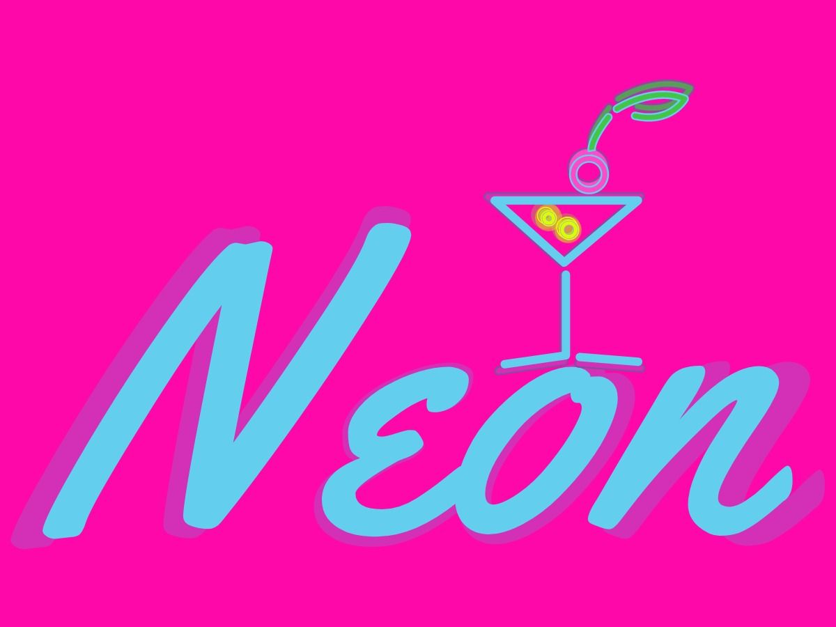Word 'Neon' with a glass of martini - The 24 most popular fonts of 2021, as chosen by type designers - Image