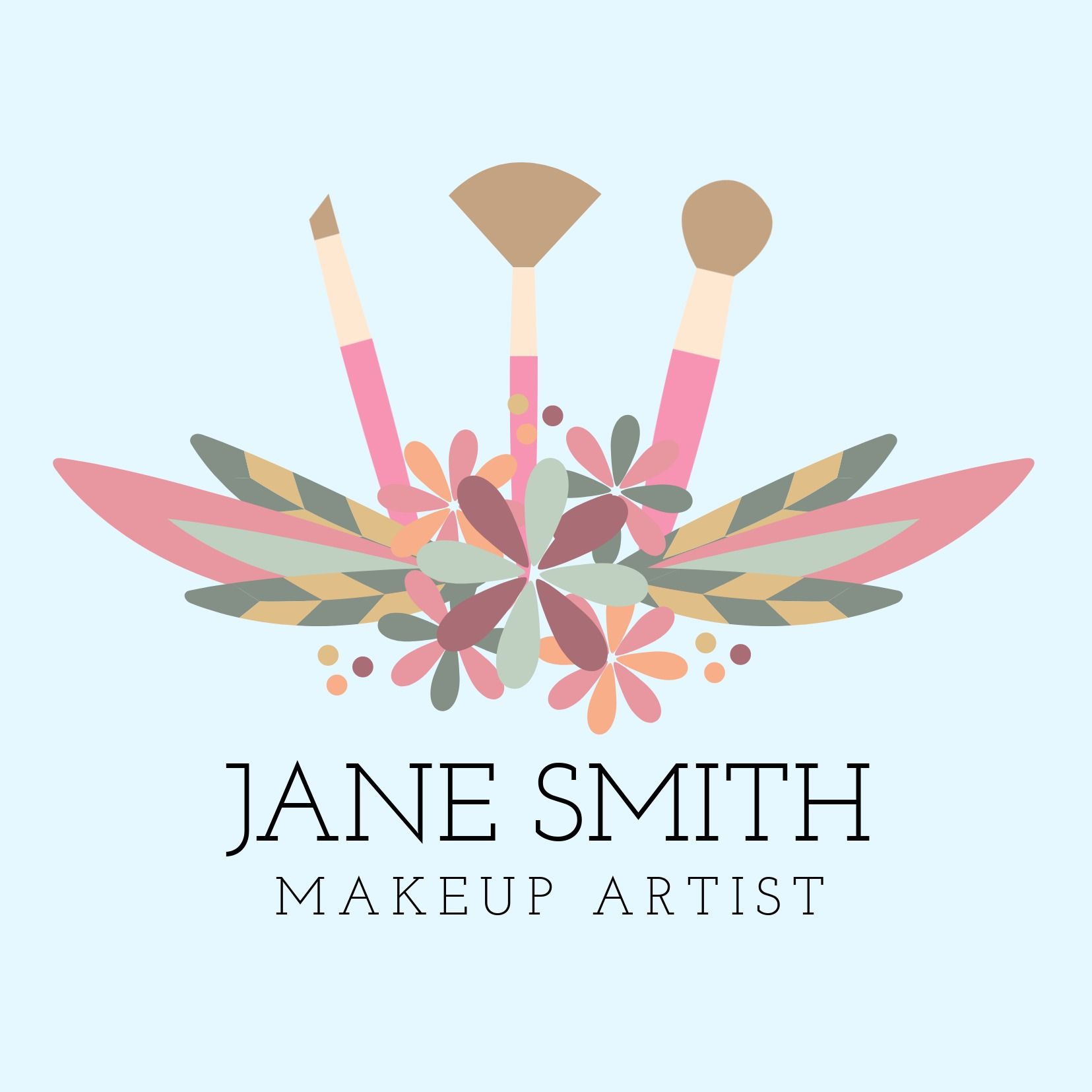 Pastellfarbenes Jane Smith Make-up-Artist-Logo und Begleittext mit Slab Serif
