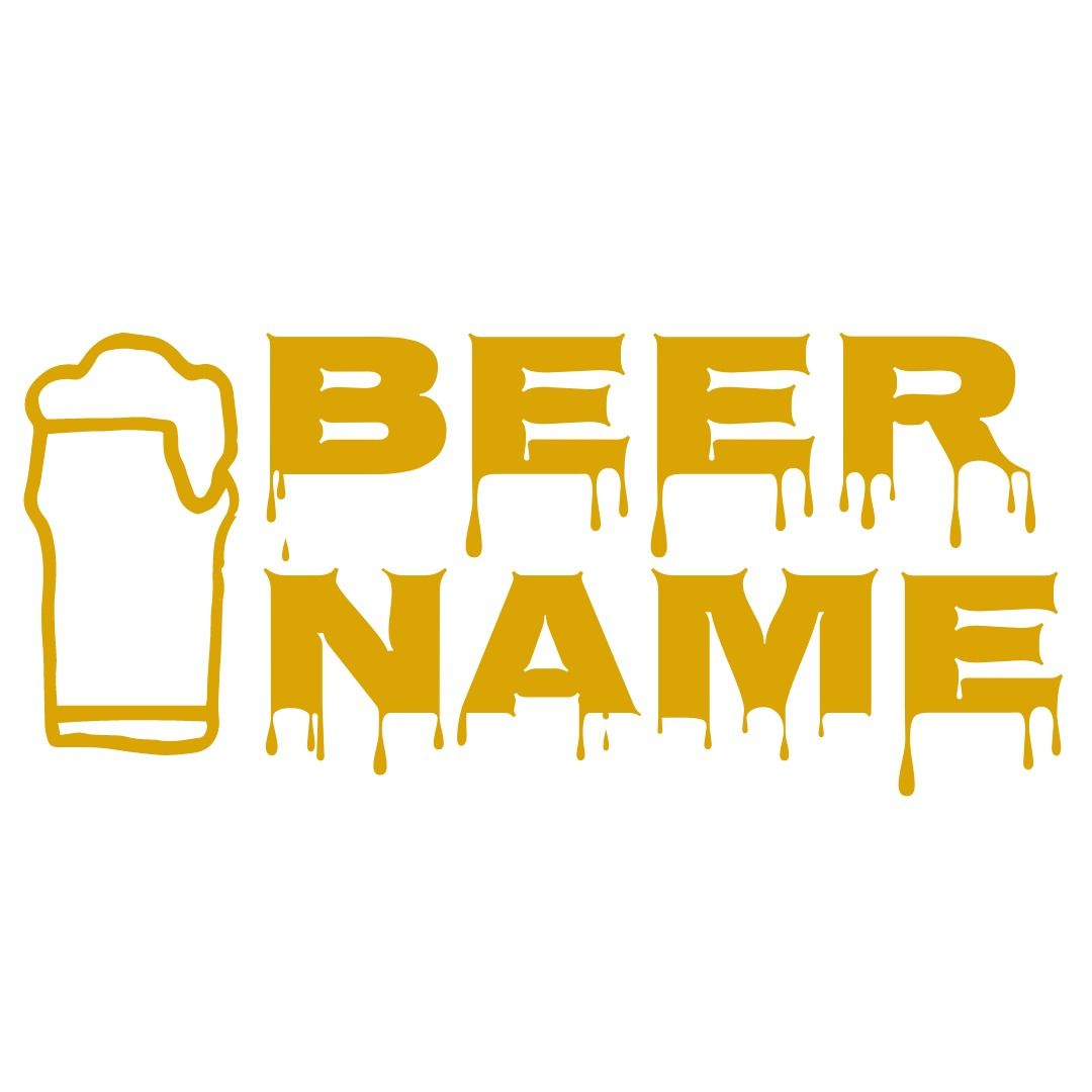 Logotipo Golden Beer usando fonte decorativa com um ícone de cerveja