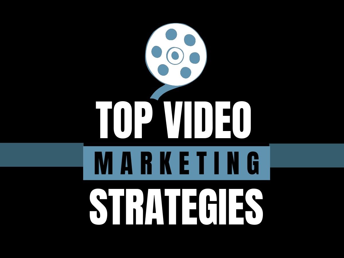 Logo with film reel and title Top Video Marketing Strategies - Essential video marketing tips for beginners in 2021 - Image