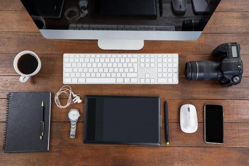 youtube_verified_tech_phone_computer_coffee_flatlay